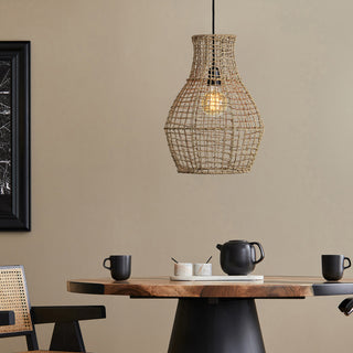 Nahanni Natural Finish Iron Seagrass Mesh Ceiling Light Pendant