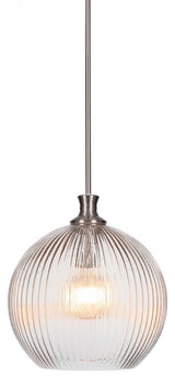 Carina 1-Light Stem Hung Pendant, Brushed Nickel/Micro Bubble Ribbed