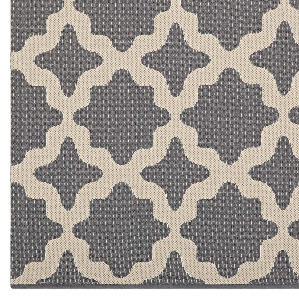 Cerelia Moroccan Trellis 9x12 Indoor and Outdoor Area Rug, Gray and Beige