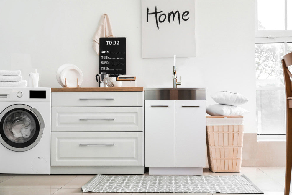 Transolid 24-in All-in-One Laundry Cabinet with Sink and Faucet in White, Laundr