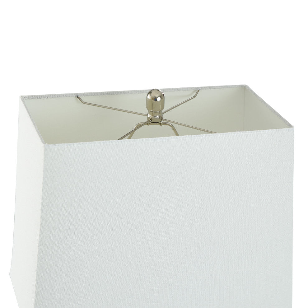 Dimpled Table Lamp Colored Glass, Aged Brass Accents White Shade, Grey