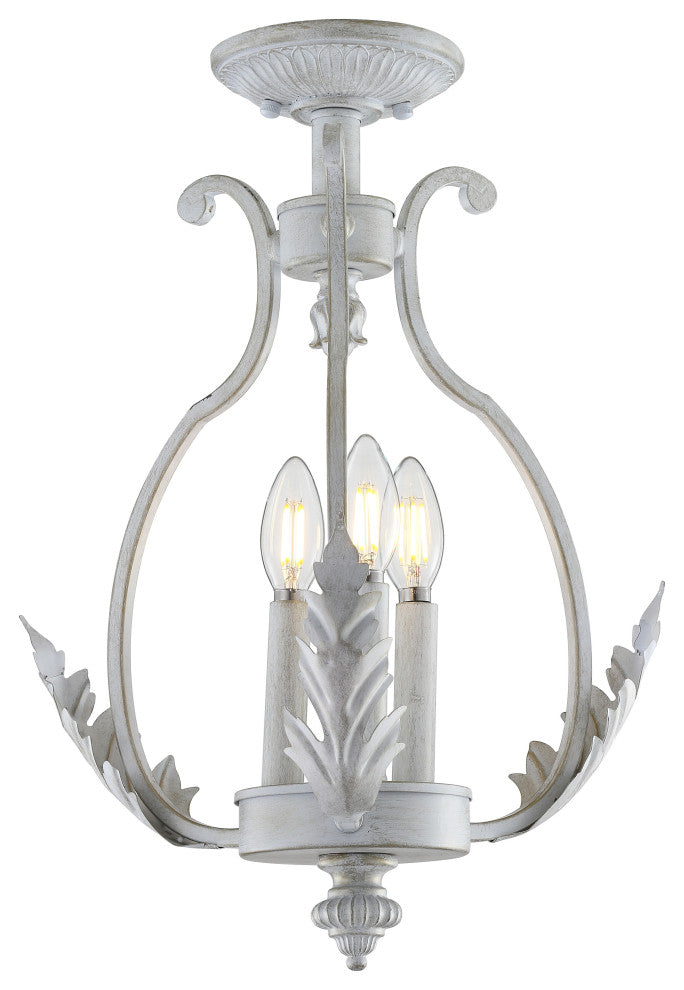 Austen 12.2" Metal Led Semi-Flush Mount, Antique White