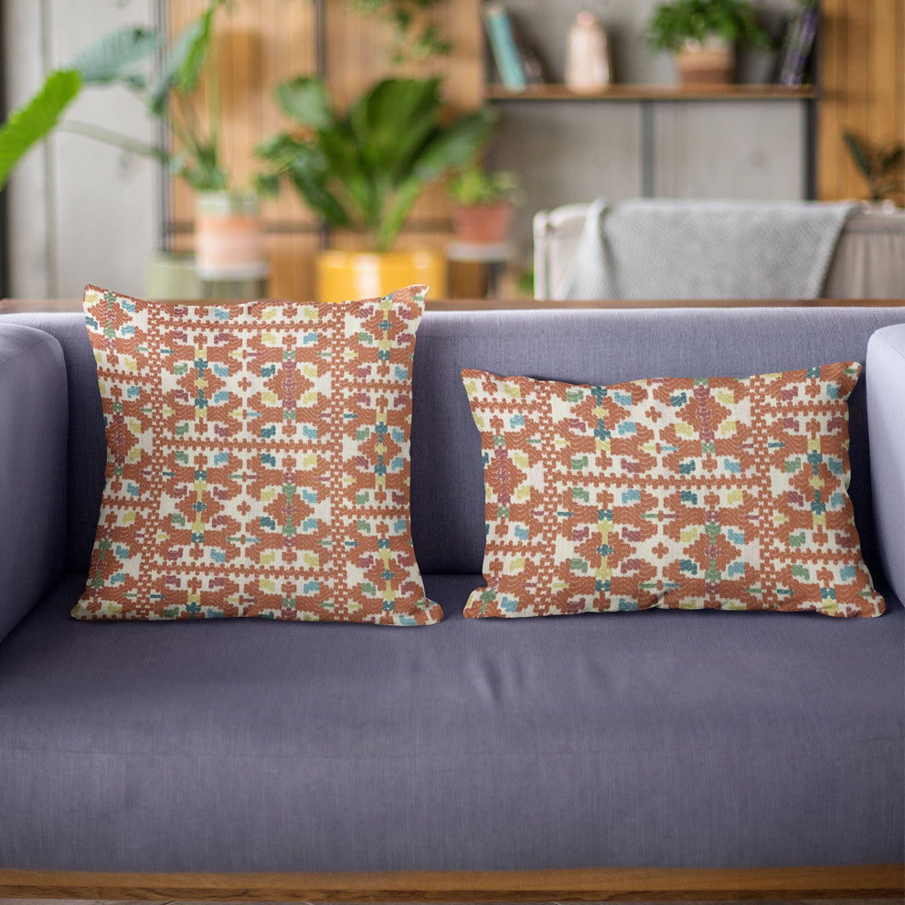 Plutus Multi-Color Morocco Damask Luxury Throw Pillow, 24"x24"