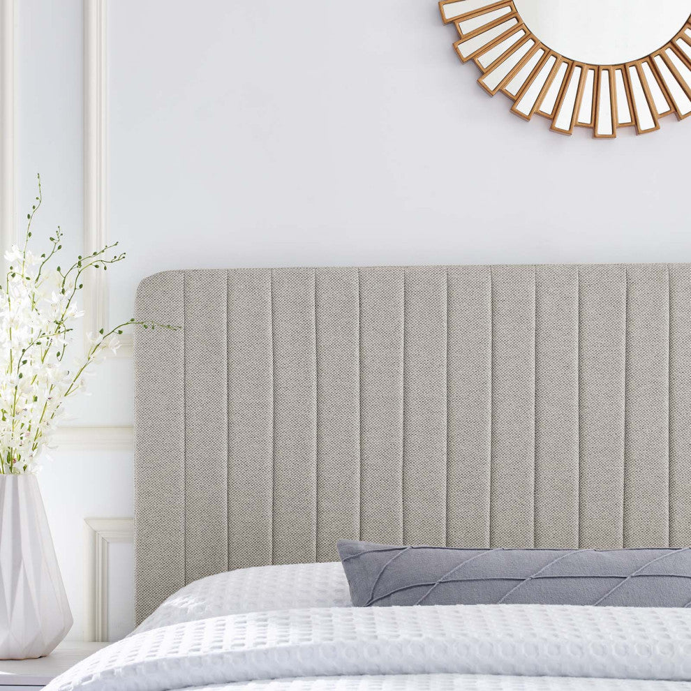 Tufted Headboard, Twin Size, Fabric, Oatmeal, Modern Contemporary, Bedroom