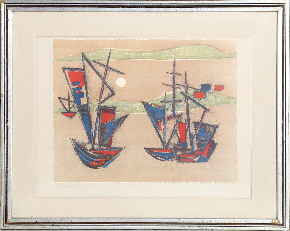 Louis Cordes "Sailboats" Lithograph