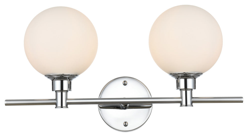 2 Light Chrome And Frosted White Bath Sconce