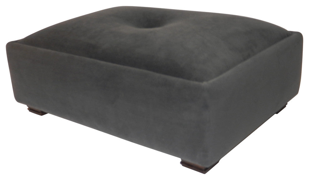 Grand Deco Tufted Suede Footstool - Available in 7 colors, Black