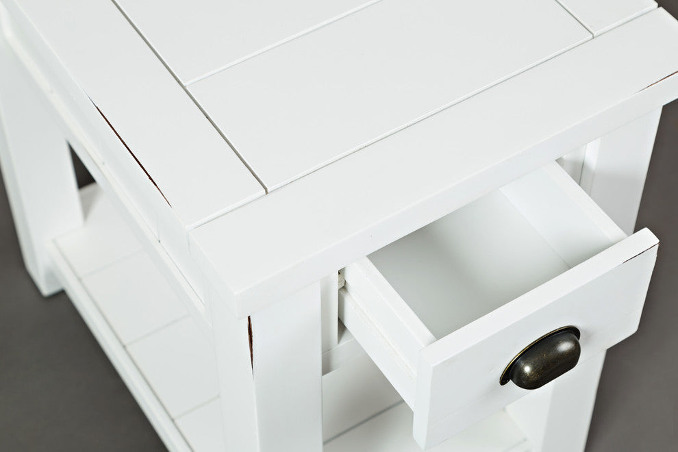 Artisan's Craft Chairside Table, Weathered White