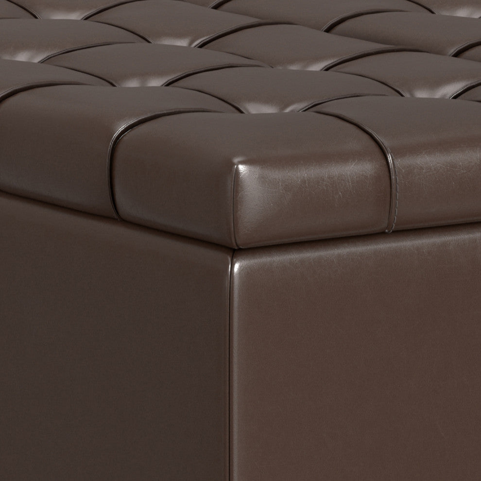 Harrison Small Square Coffee Table Storage Ottoman, Chocolate Brown
