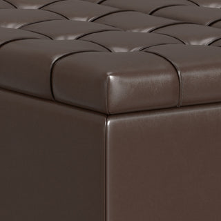 Harrison Small Square Coffee Table Storage Ottoman, Chocolate Brown