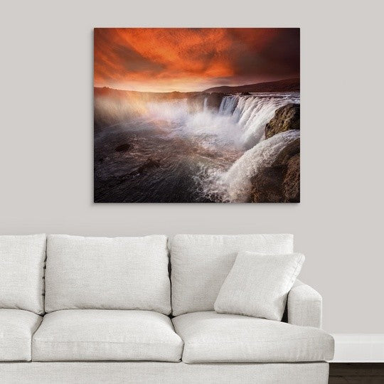 "Godafoss Deep Red" Wrapped Canvas Art Print, 40"x34"x1.5"