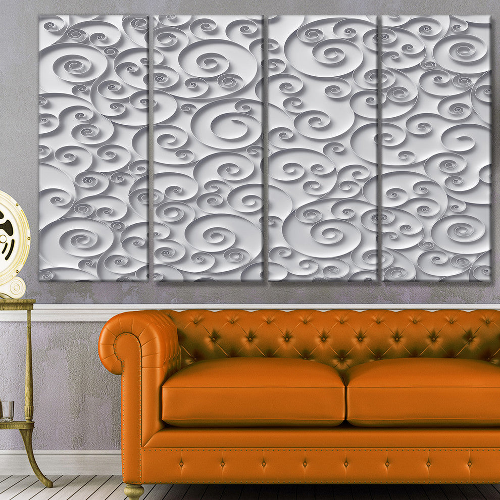 Curly Paper Quilling Ribbons, Abstract Canvas Art Print, 48"x28", 4 Panels
