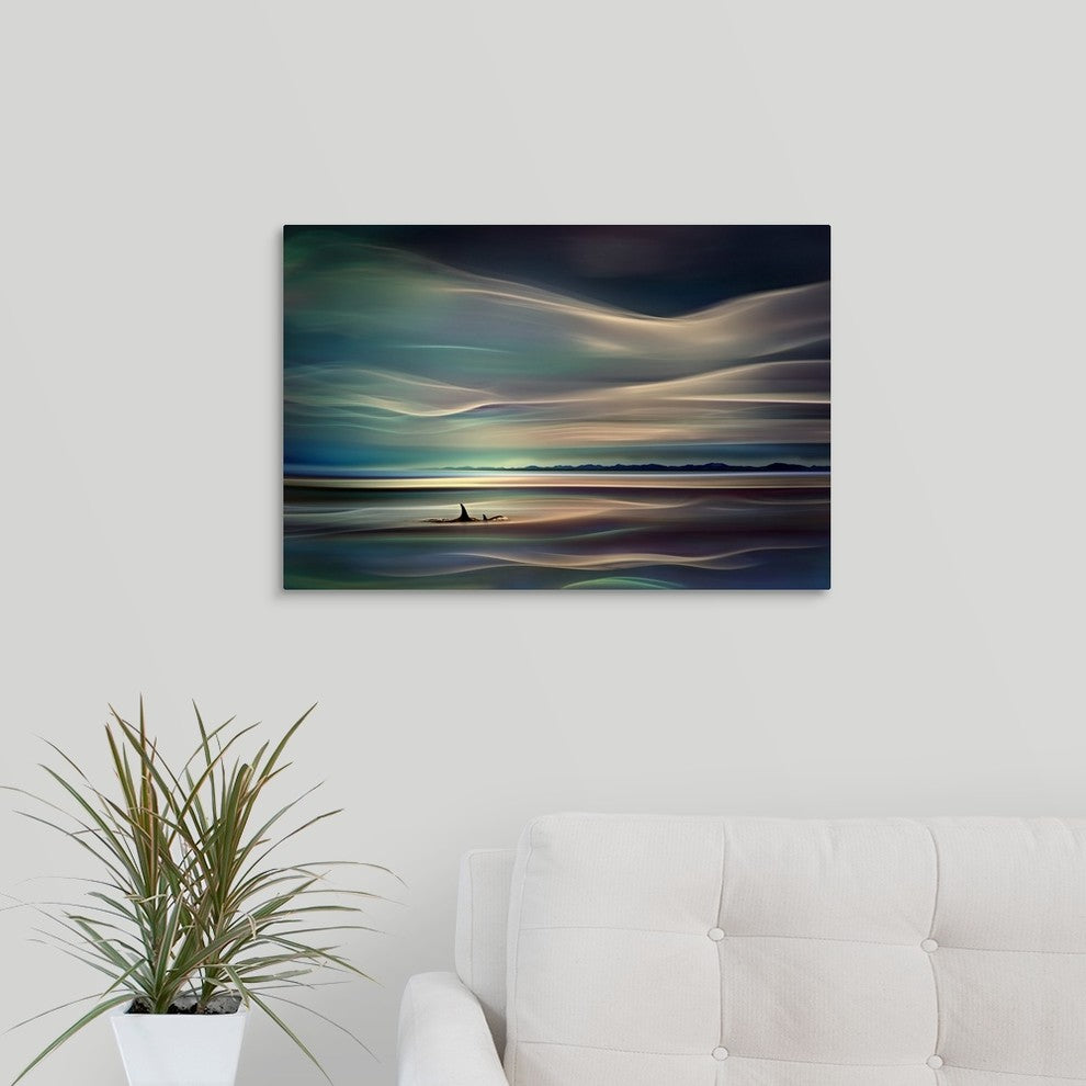 "Orcas" Wrapped Canvas Art Print, 24"x16"x1.5"