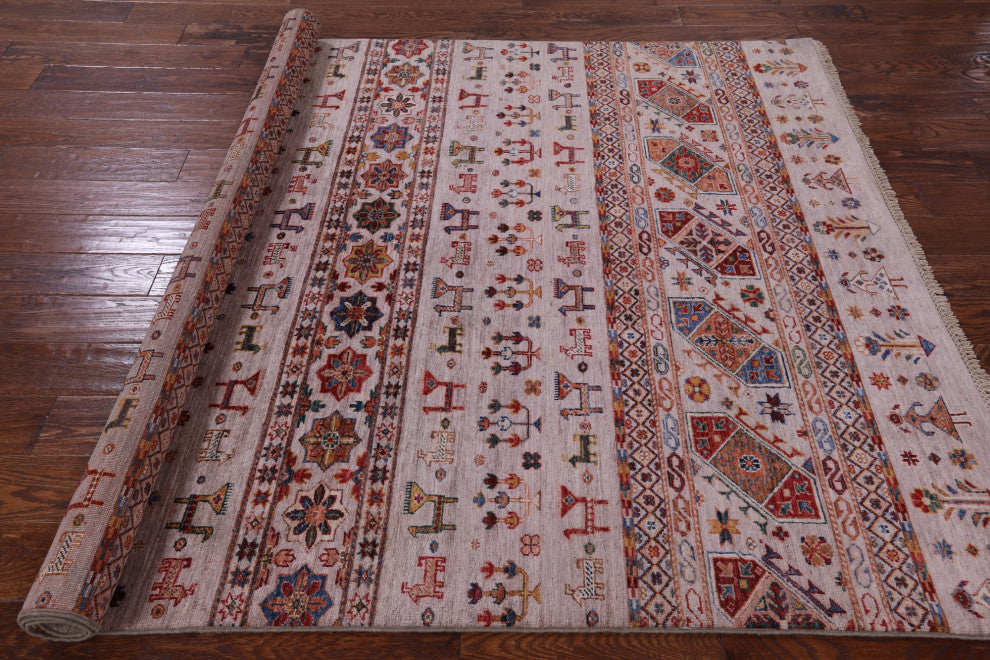 5' 8" X 7' 8" Persian Gabbeh Tribal Hand Knotted Rug Q7543
