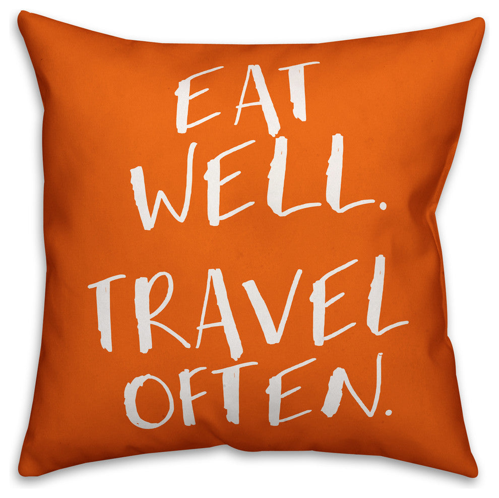 Eat Well Travel Often Spun Poly Pillow, 18x18