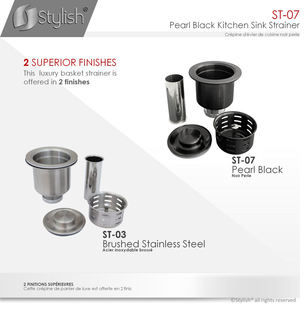 STYLISH 3.5 Inch Stainless Steel Kitchen Sink Extra Deep Strainer