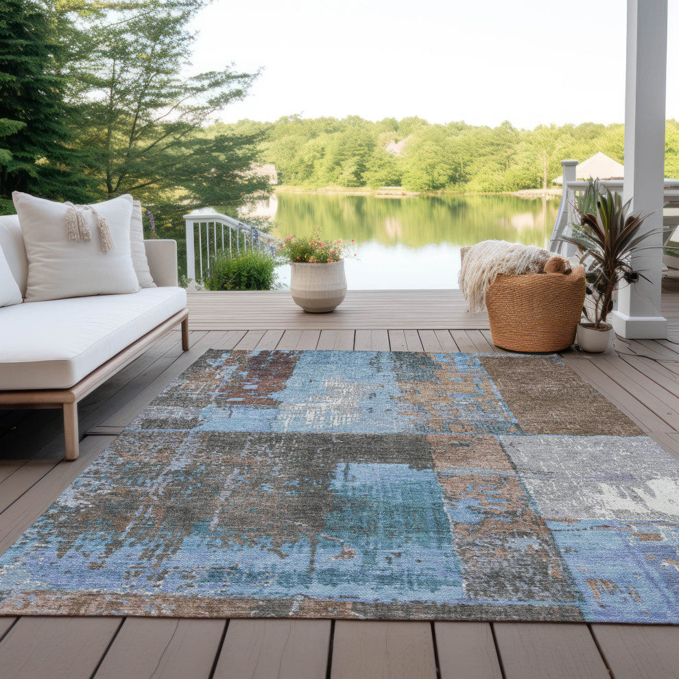 Machine Washable Indoor/Outdoor Chantille ACN1866 Taupe 9' x 12' Rug