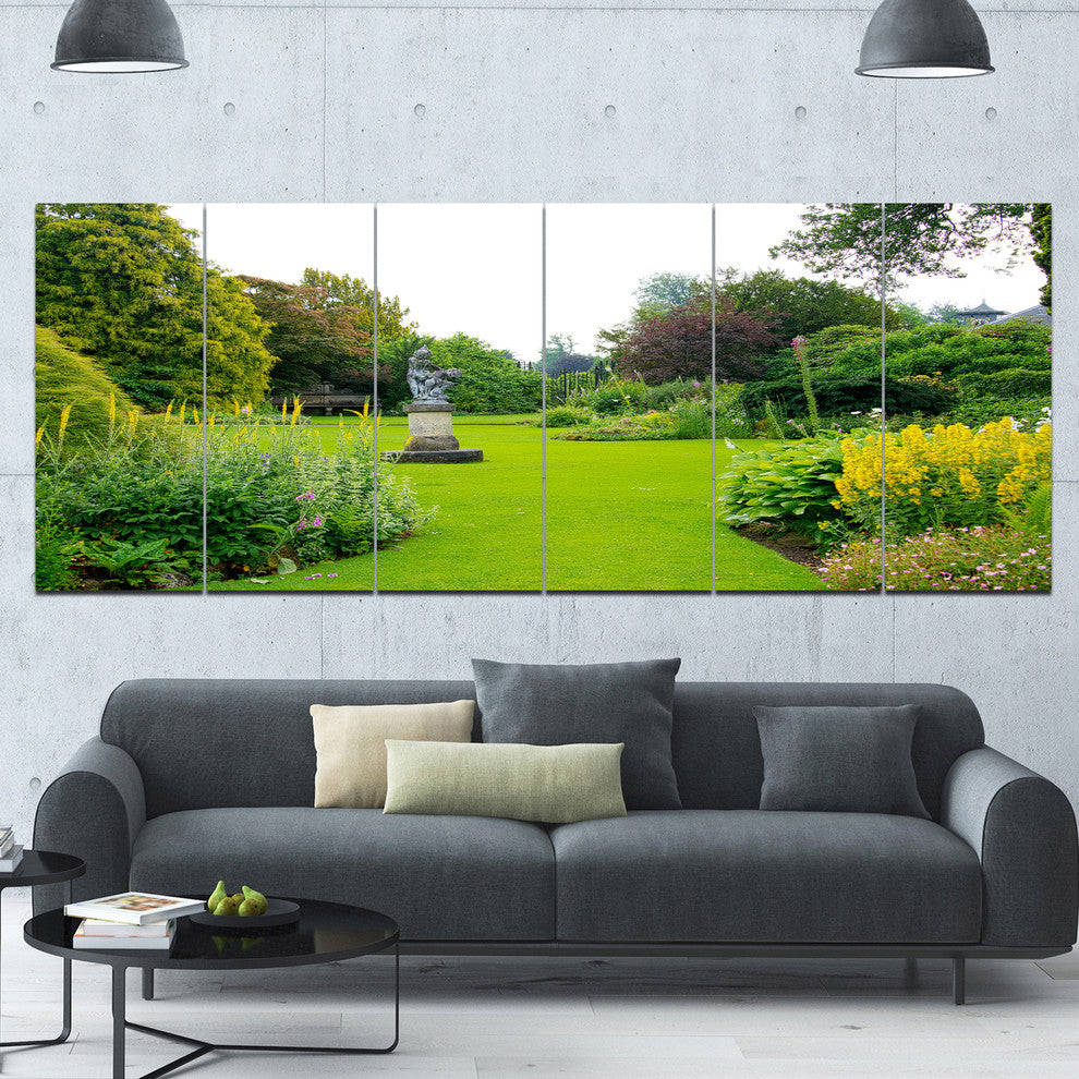 Plant and Flowers in Garden, Landscape Canvas Art Print, 70"x28", 6 Panels