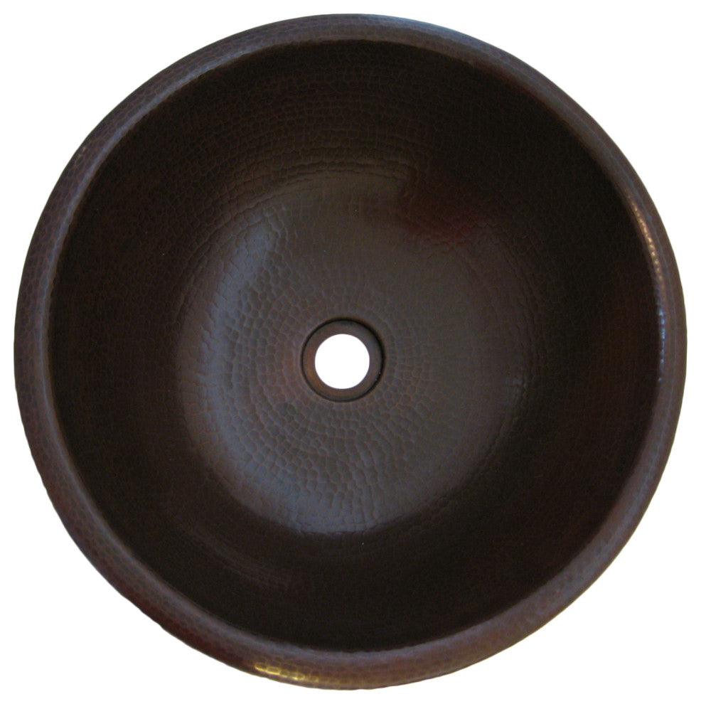 Granada Copper Drop-in Bathroom Sink, Antique