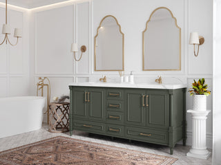 Aberdeen 72 Double Sink Bath Vanity Pewter Green 2" Carrara Marble