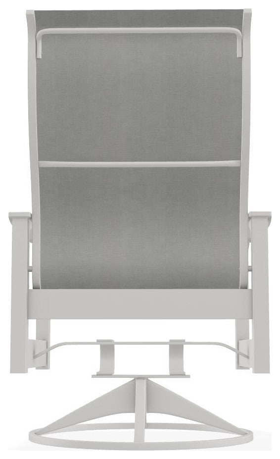 Leeward Sling Outdoor Swivel Rocker, Alloy/Snow
