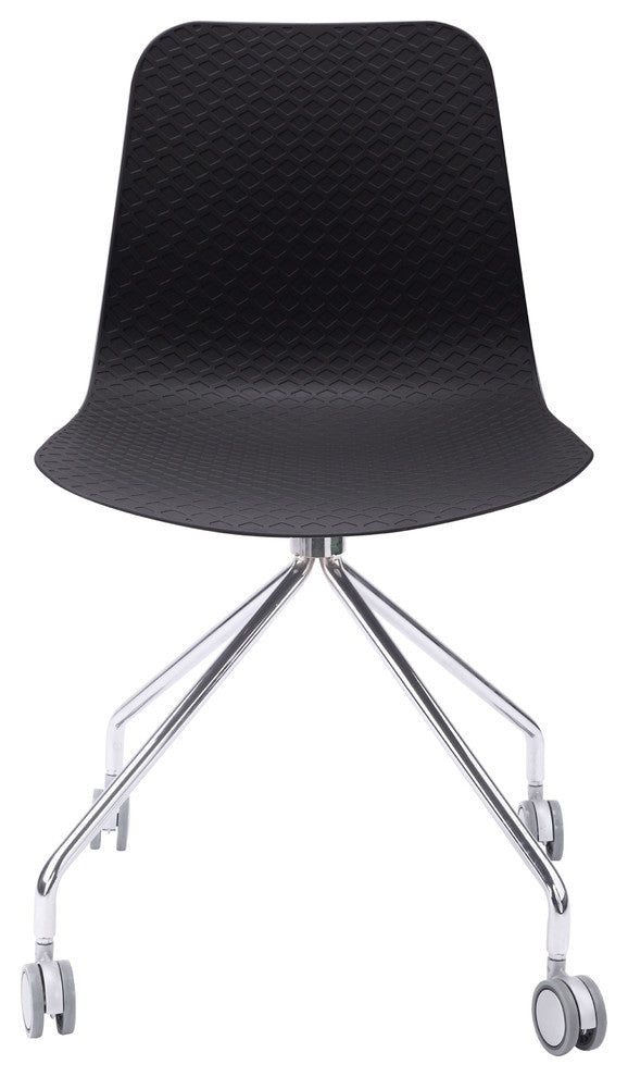 Hebe Series Office Chairs Molded Seat With Chrome Wheel Leg, Set of 2, Black