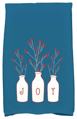 Joy Holiday Floral Print Kitchen Towel, Teal