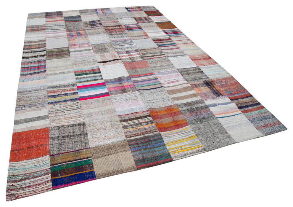 Rug N Carpet - Handmade Oriental 7' 11'' x 11' 9'' Rustic Patchwork Kilim Rug