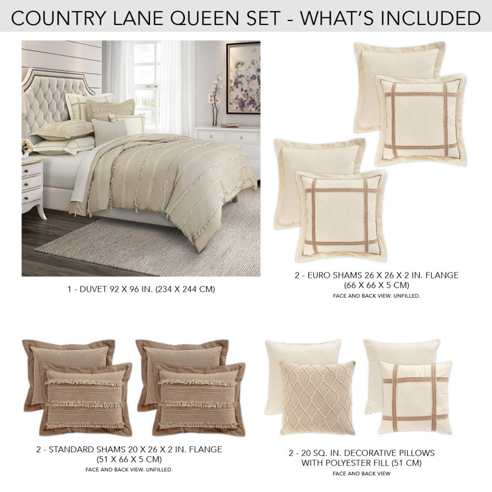 Country Lane 7-Piece Queen Duvet Set - Toast