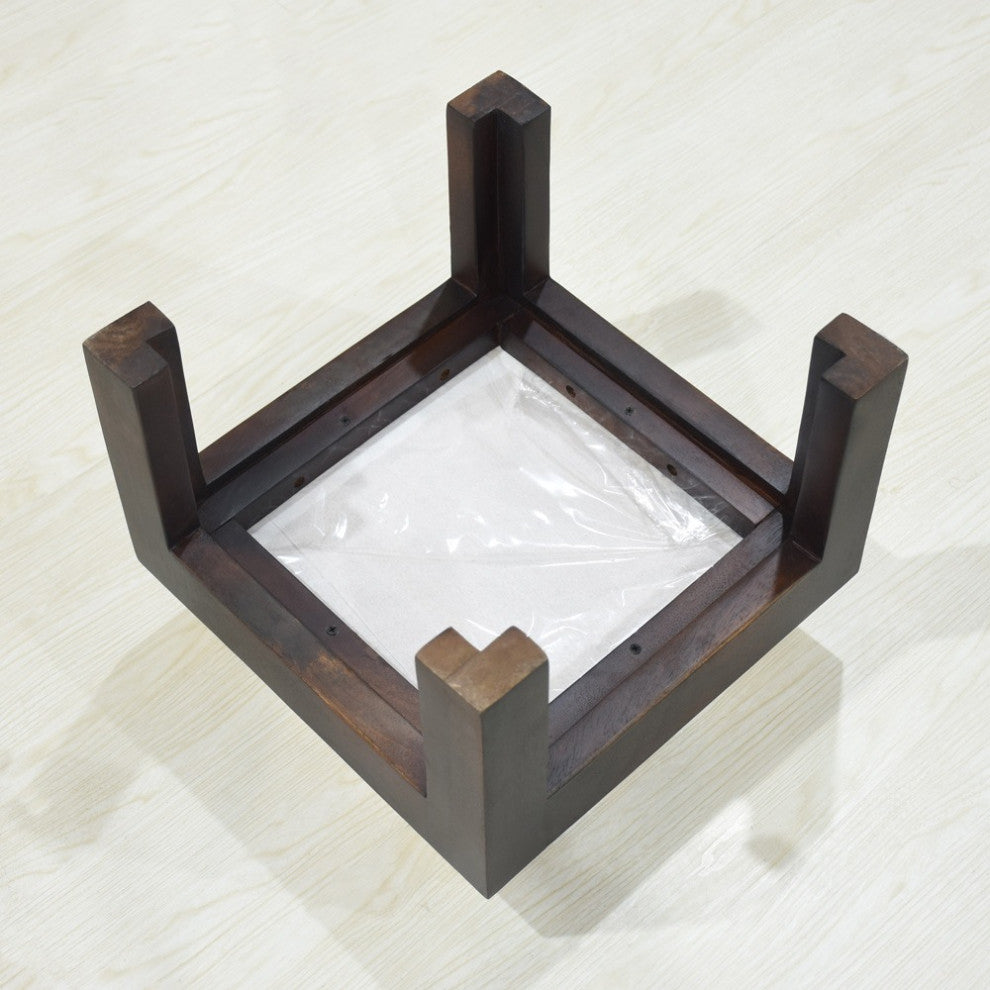 Handmade Mango Wood Light Walnut Color Rectangular Shaped, 14 X14 X9