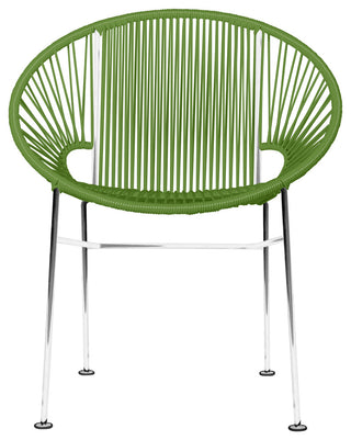 Concha Indoor/Outdoor Handmade Dining Chair, Cactus Weave, Chrome Frame