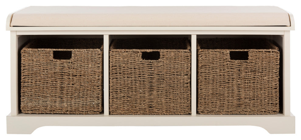 Safavieh Lonan Wicker Storage Bench, White