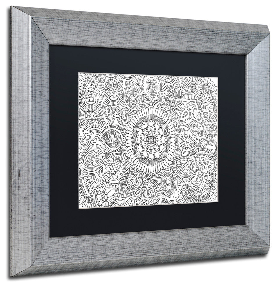 Hello Angel 'Paisley Mandala' Art, Silver Frame, Black Mat, 14x11