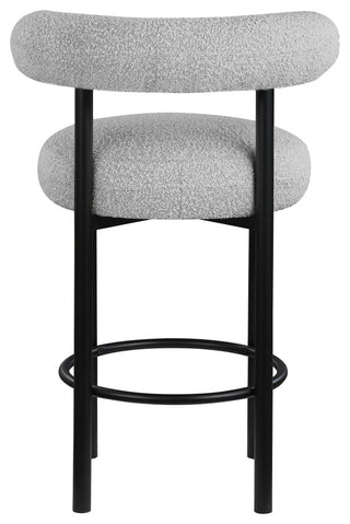 Bordeaux Upholstered Stool, Gray, Boucle Fabric, Matte Black, Set of 2