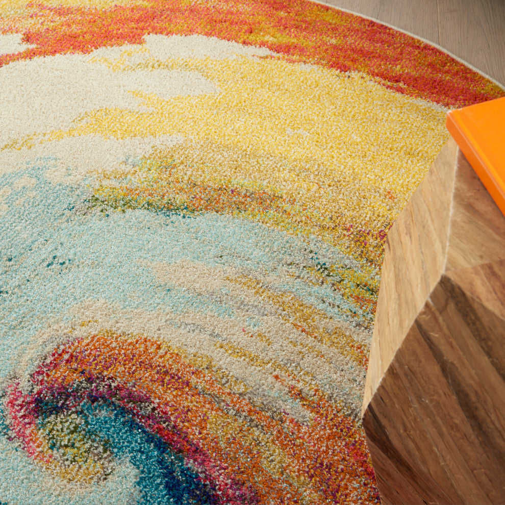 Nourison Home 5'' Round Celestial Multi-Color Colorful Area Rug