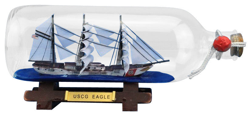 United States Coast Guard Eagle Decorative Ship In A Bottle, 9"