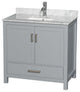Wyndham WCS141436SGYCMUNSMXX 36" Vanity in Gray + Carrera Marble and Square Sin