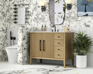 Home Living 42" Single Bathroom Vanity, Linen Oak