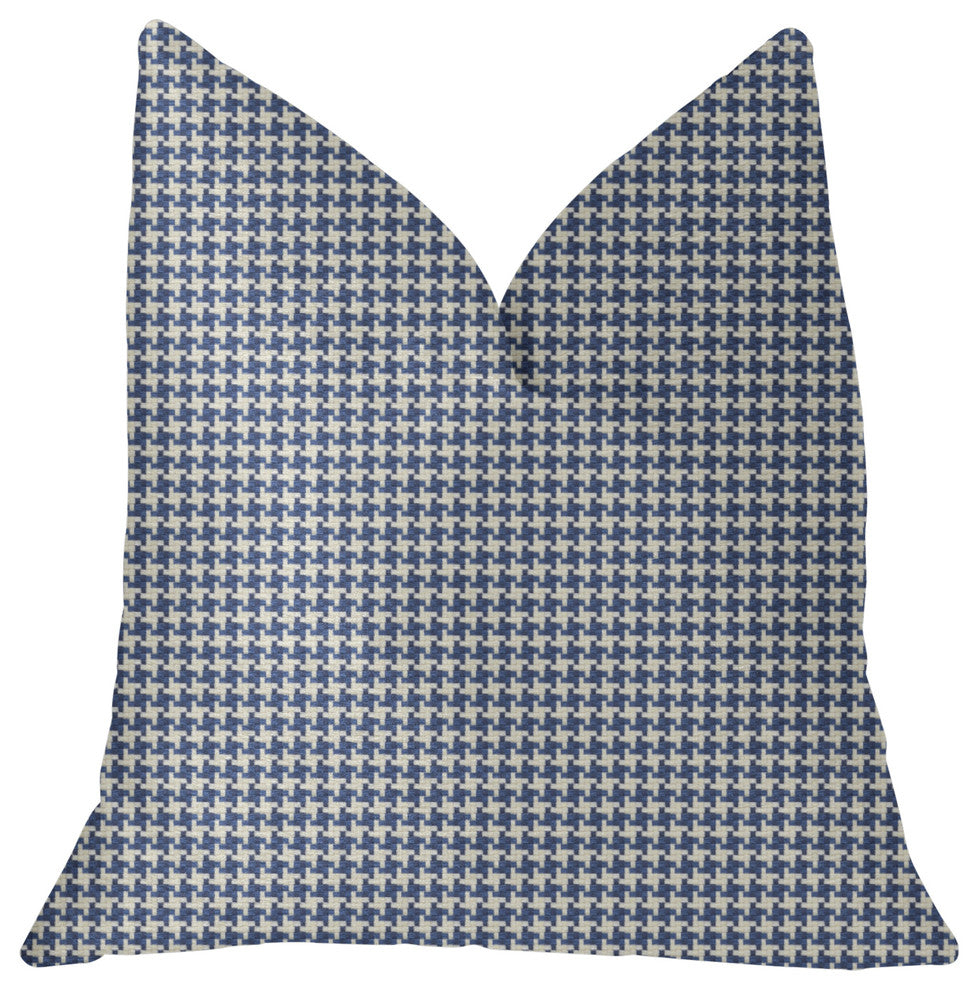 Mezmerize Blue, Beige and Black Luxury Throw Pillow, 20"x20"