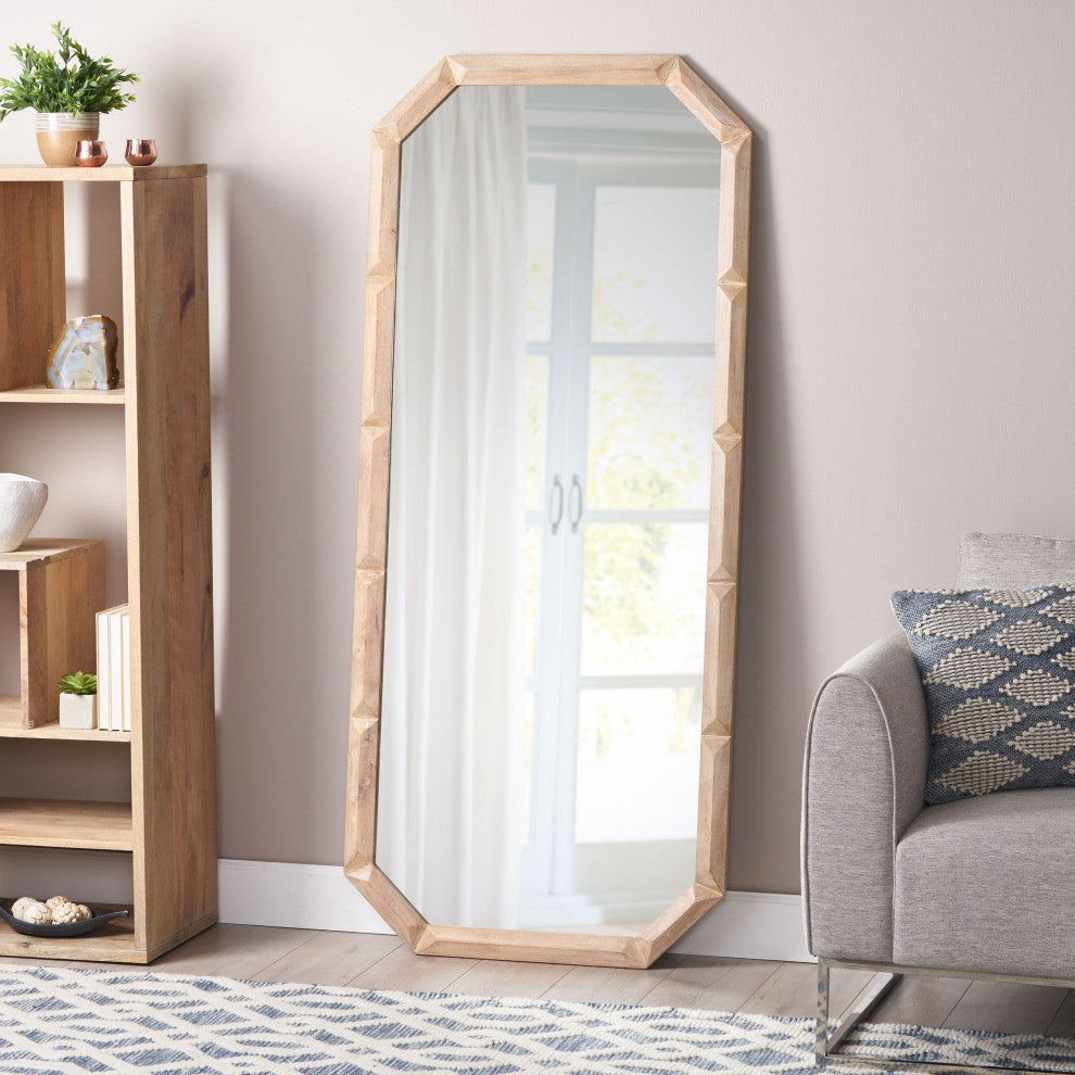 Sara Modern Standing Mirror With Carved Frame
