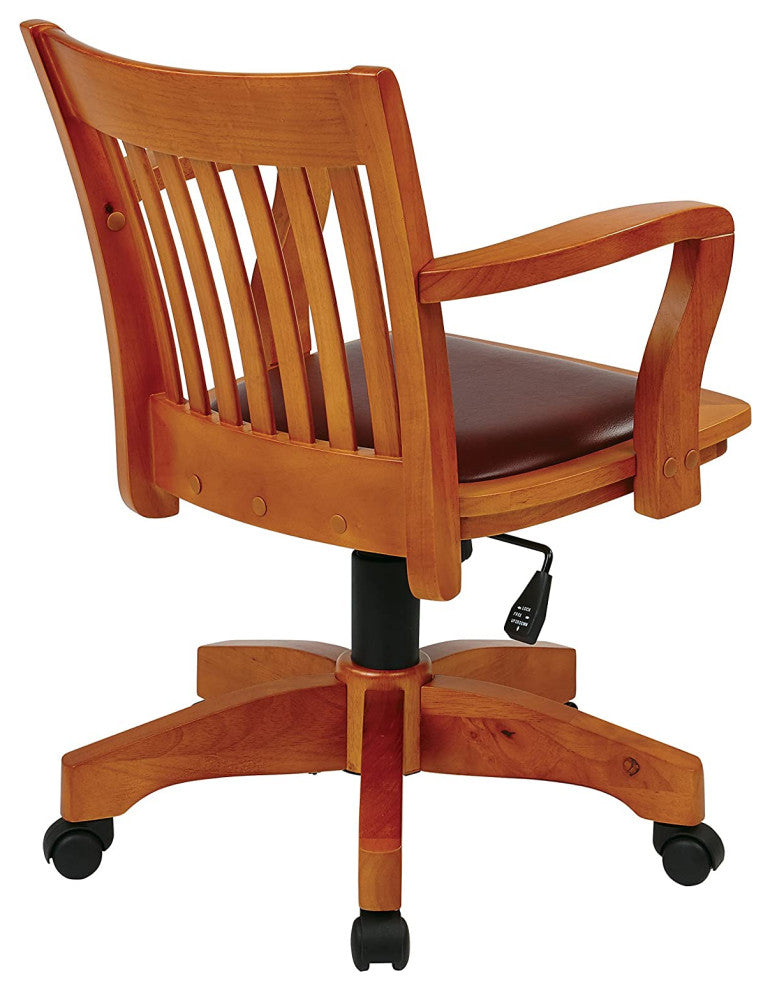 Ergonomic Office Chair with Padded Seat, Adjustable Height, and Locking Tilt, Fruit Wood/Brown