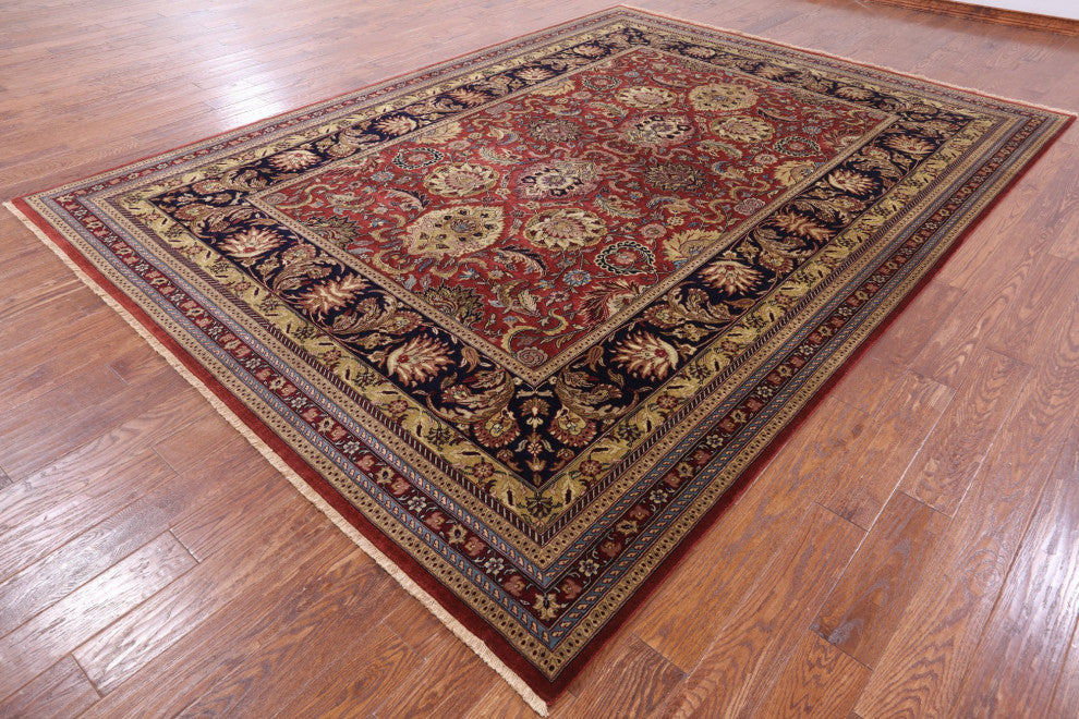 8' 9" X 12' 0" Hand-Knotted Persian Tabriz Wool Rug Q8851