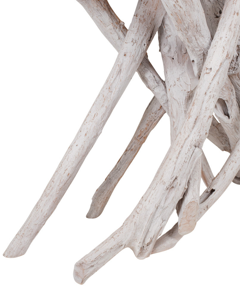 East at Main Selene White Teak Root Console Table