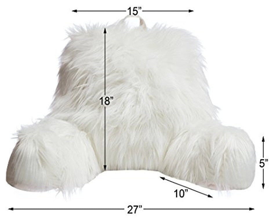 Faux Fur Reading Lounge Pillow, Mongolian White