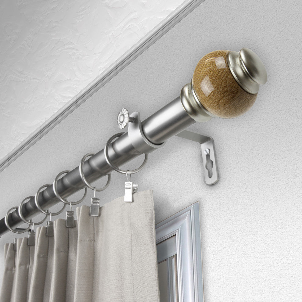 Polychrome 1" Curtain Rod, Satin Nickel, 48"-84"