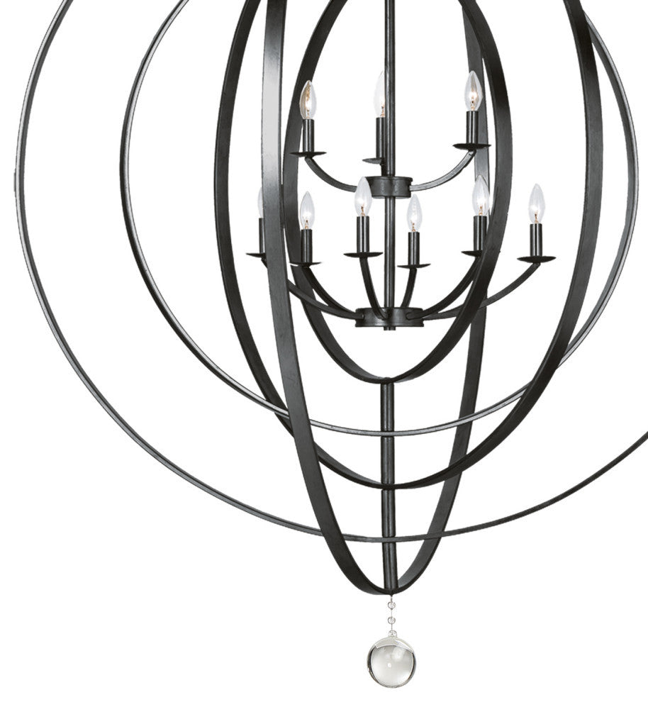 Luna 9 Light Matte Black Chandelier