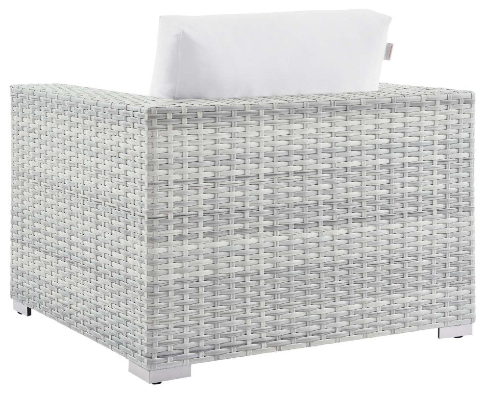 Lounge Sectional Sofa Chair Set, Rattan, Wicker, Gray White, Outdoor