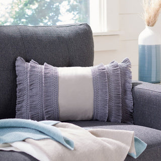 Safavieh Grema Pillow, Light Grey/Periwinkle, 20"x12"