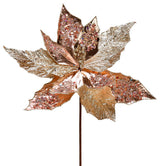 Poinsettia Sequin Aritificial Christmas Spray , Rose Gold, 13"