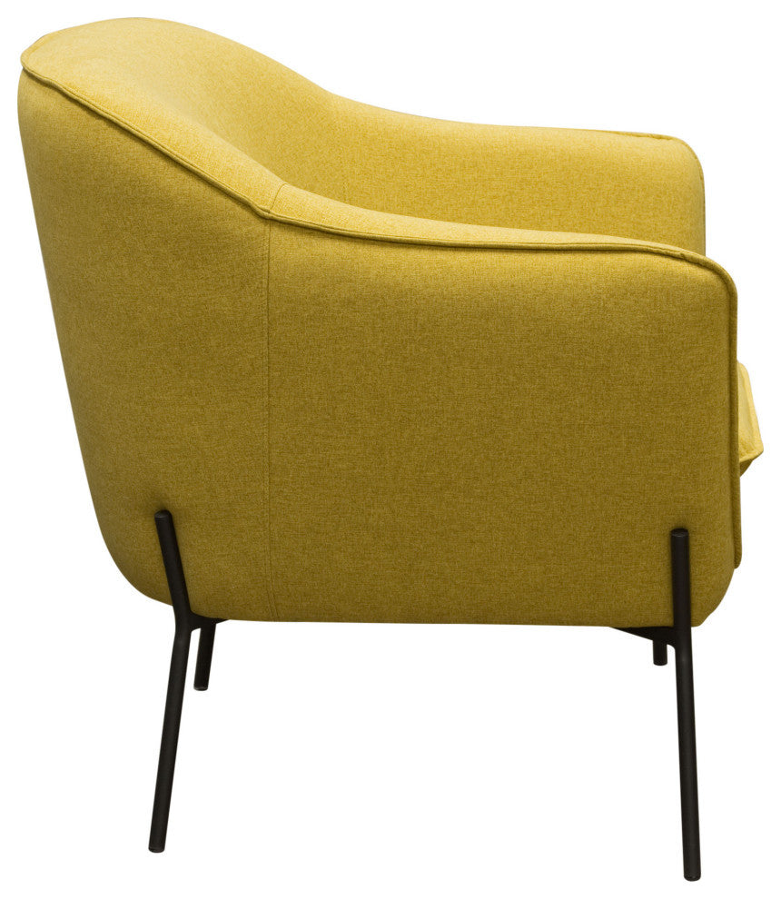 Status Accent Chair, Yellow Fabric With Metal Leg by Diamond Sofa